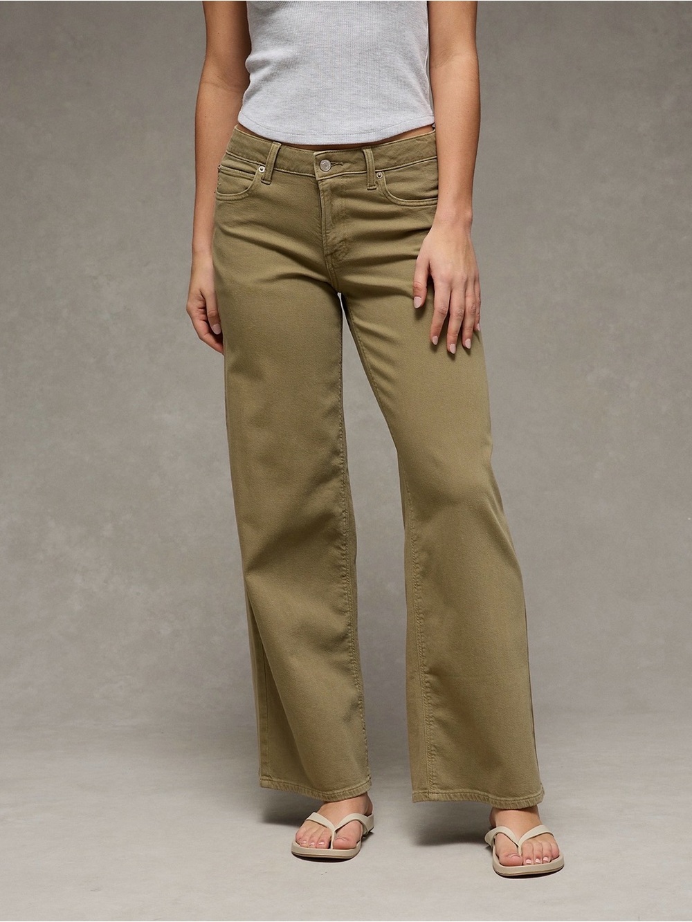 AE Low-Rise Ultra Wide-Leg Pant, Wide Leg Women’s Jeans in Olive